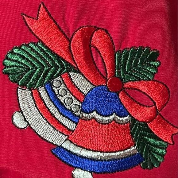 Vintage R & M Richards by Karen Kwong Red Christmas Long sleeve button up Sz 10 - Picture 5 of 9